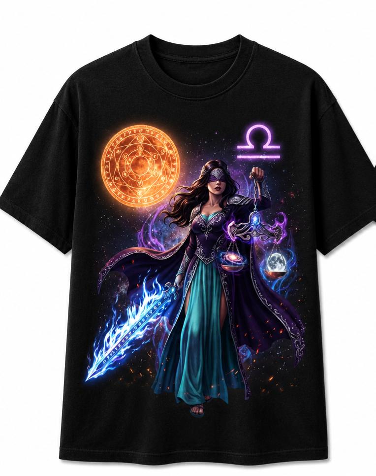 Libra Goddess Tee – Cosmic Balance Zodiac