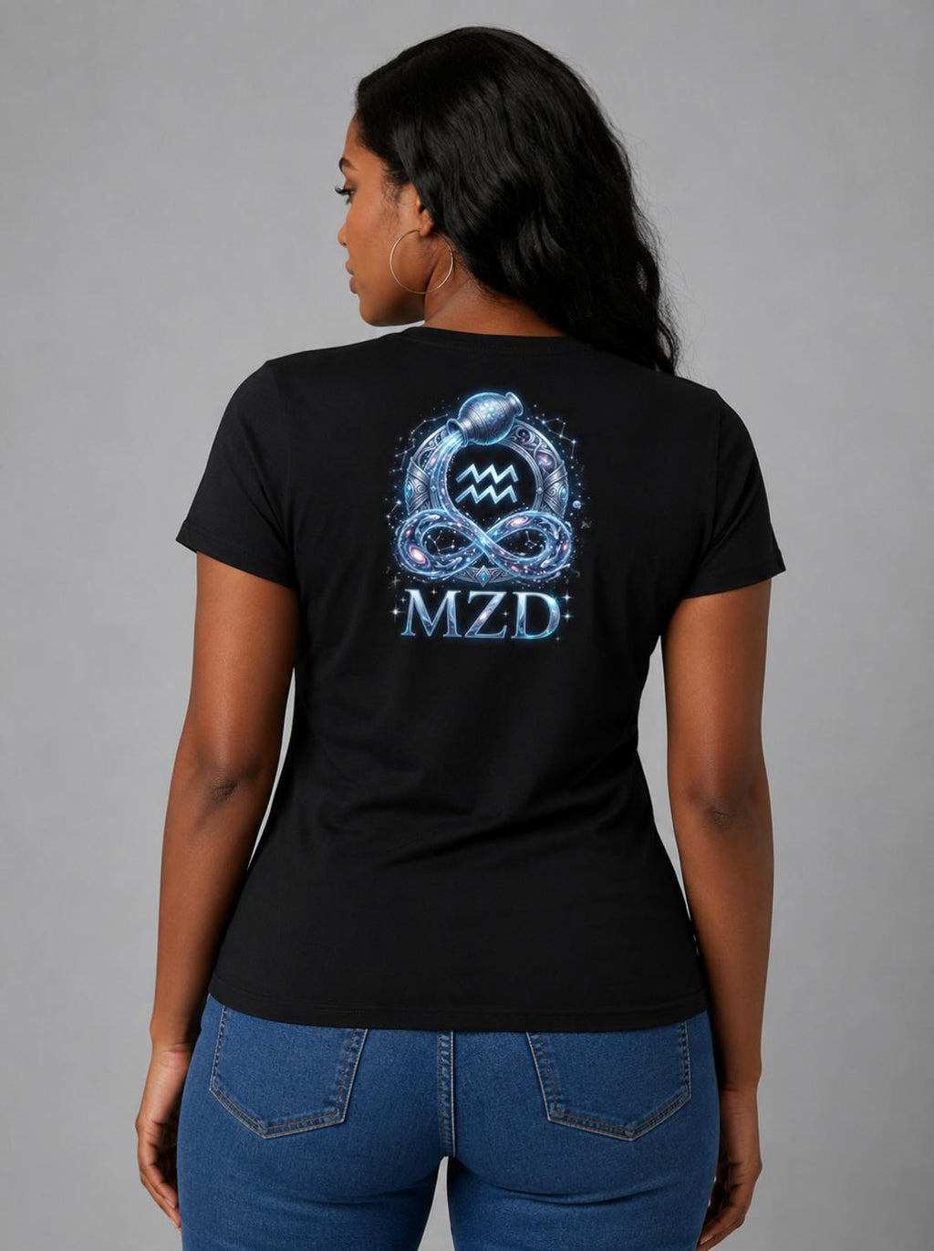 Aquarius Woman Zodiac T-Shirt | Cosmic Water Bearer | MZD Collection
