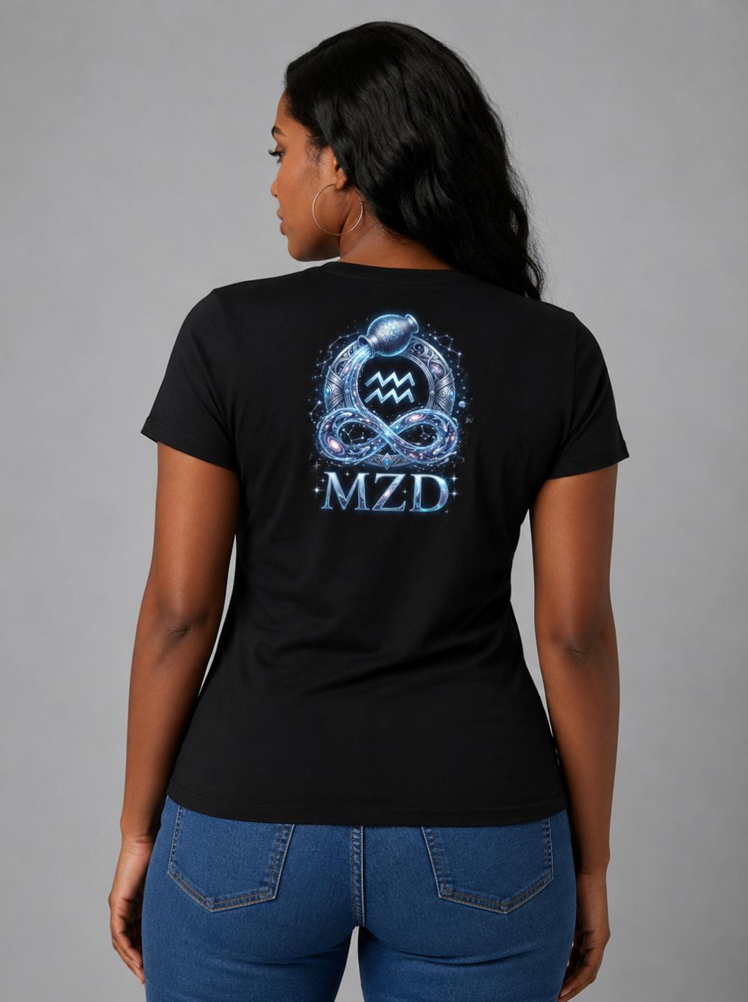 Aquarius Woman Zodiac T-Shirt | Cosmic Water Bearer | MZD Collection