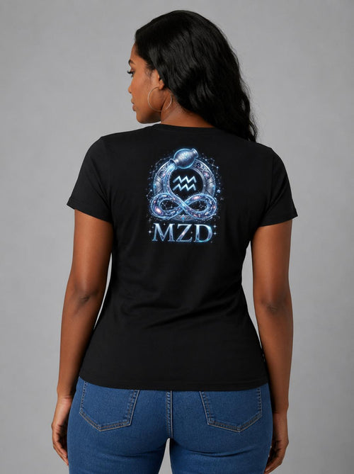 Aquarius Woman Zodiac T-Shirt | Cosmic Water Bearer | MZD Collection